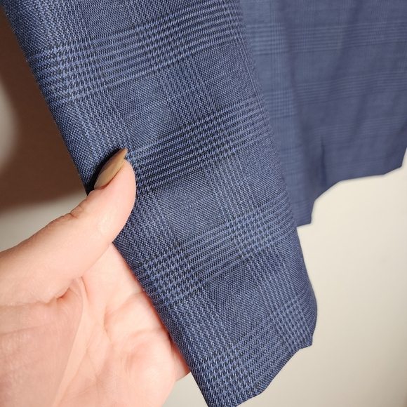 NWT Banana Republic Blue Plaid Pencil Midi Suit Skirt Removable Belt Pocket Sz 0 - Picture 14 of 15